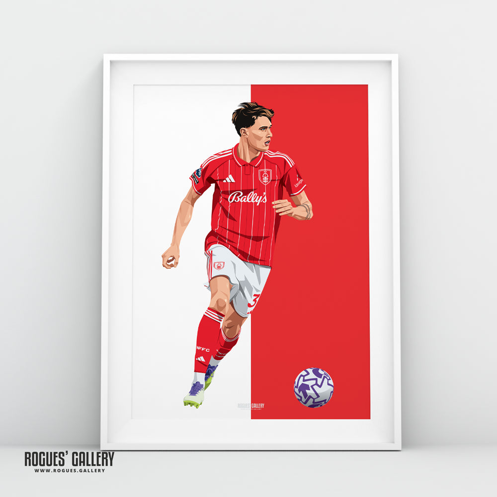 Nicolò Savona Nottingham Forest defender A3 print Italian City Ground NFFC