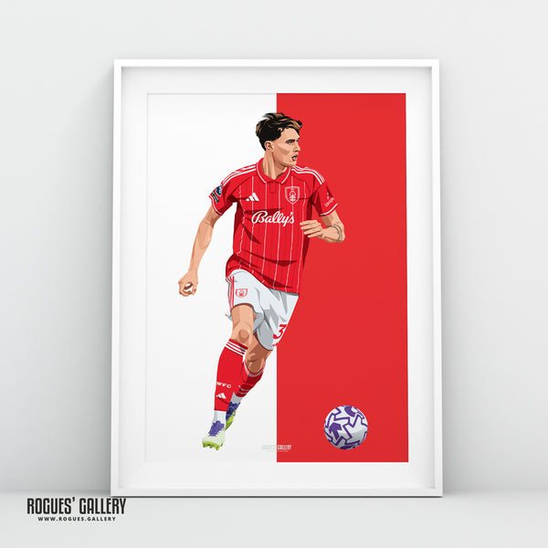 Nicolò Savona Nottingham Forest defender A3 print Italian City Ground NFFC
