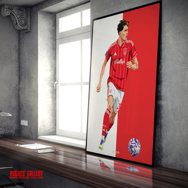 Nicolò Savona - Nottingham Forest - A0, A1, A2 or A3 Red & White Prints