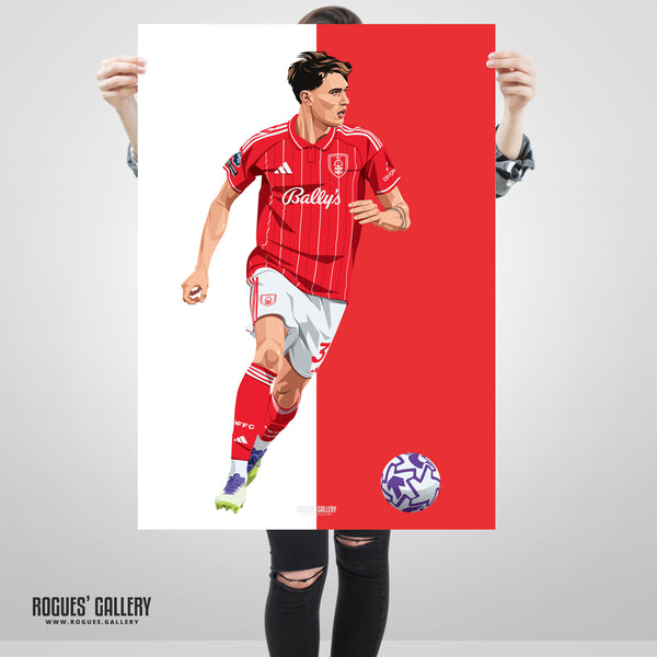 Nicolò Savona - Nottingham Forest - A0, A1, A2 or A3 Red & White Prints