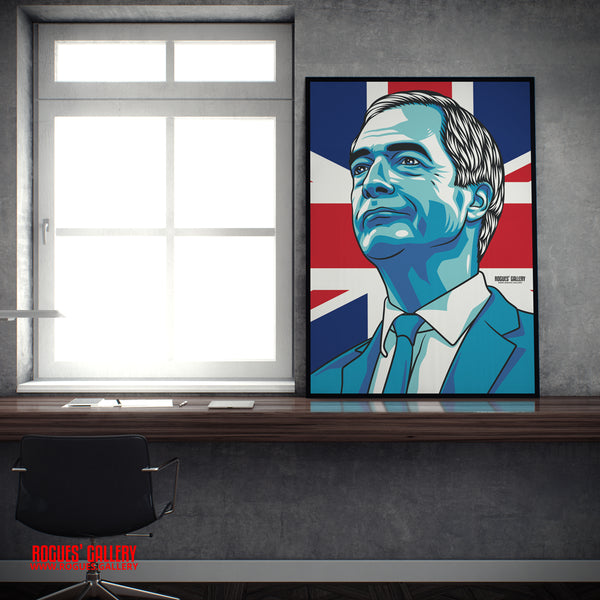 Nigel Farage Reform UK Leader modern portrait A2 print union flag