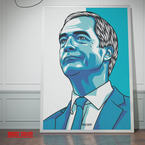 Nigel Farage Reform UK Leader modern portrait framed poster