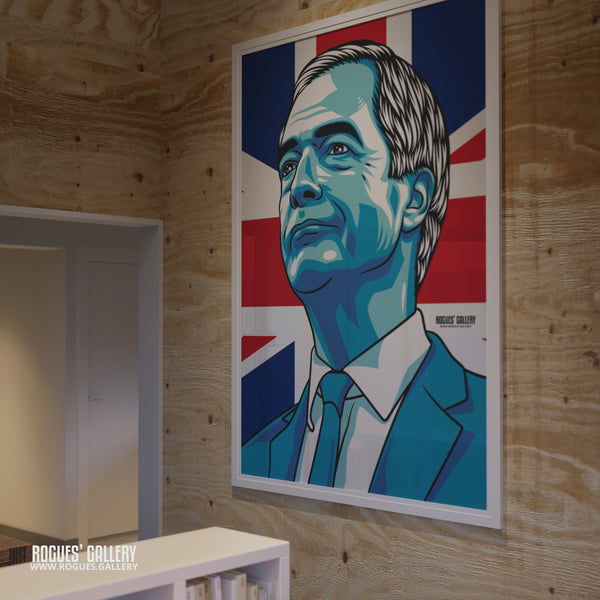 Nigel Farage Reform UK Leader modern portrait A0 print union flag