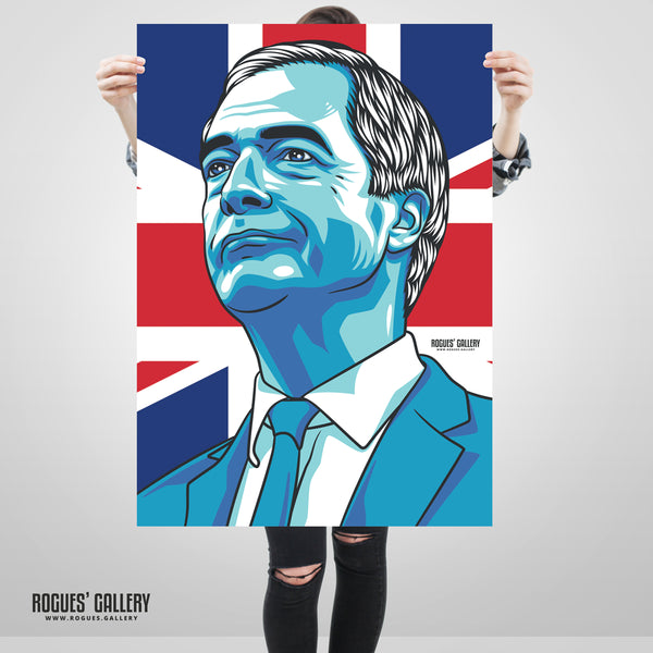 Nigel Farage Reform UK Leader modern portrait poster union flag