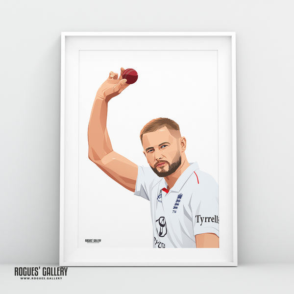 Gus Atkinson England Cricket Seam bowler Ashes 2025/26 A3 print