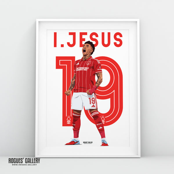 Igor Jesus - Nottingham Forest - A0, A1, A2 or A3 Premier League 2025-26 Name & Number Prints