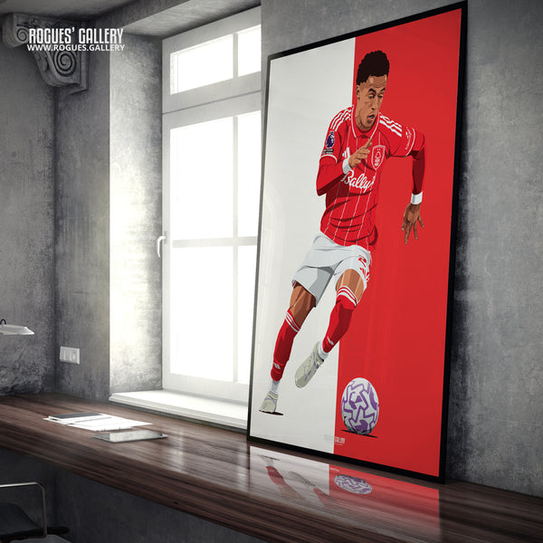Omari Hutchinson Nottingham Forest winger A1 print Red White Trent