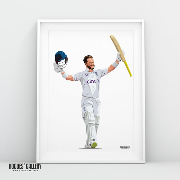 Ben Duckett England cricket batsman Ashes A3 print Notts