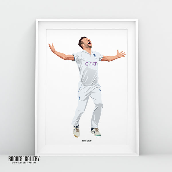 Mark Wood - England Cricket Star - A0, A1, A2 or A3 Ashes Tour Prints