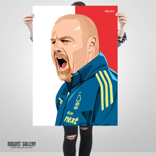 Sean Dyche - Nottingham Forest - A0, A1, A2 or A3 Red & White Prints