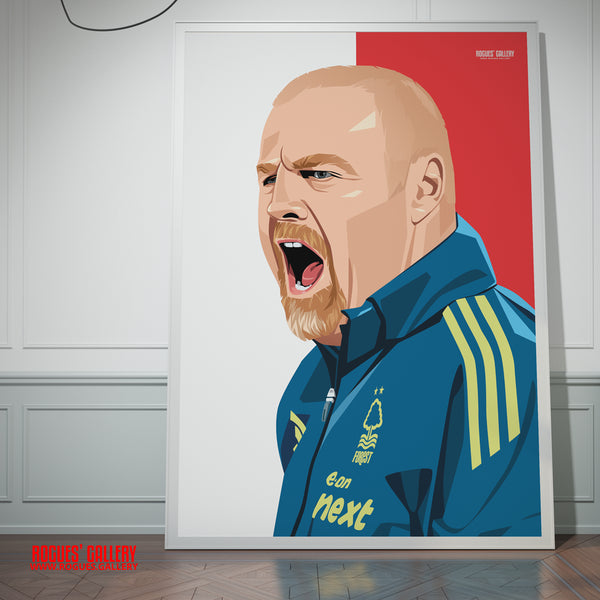 Sean Dyche - Nottingham Forest - A0, A1, A2 or A3 Red & White Prints