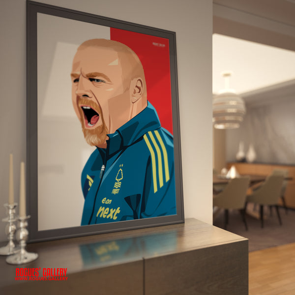 Sean Dyche - Nottingham Forest - A0, A1, A2 or A3 Red & White Prints