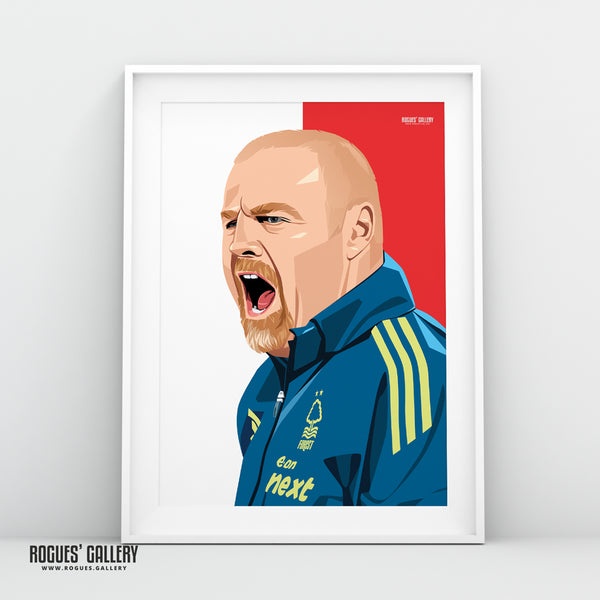 Sean Dyche - Nottingham Forest - A0, A1, A2 or A3 Red & White Prints