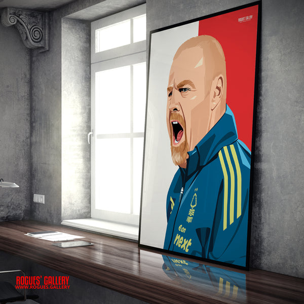 Sean Dyche - Nottingham Forest - A0, A1, A2 or A3 Red & White Prints