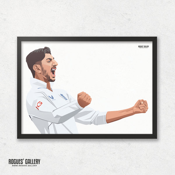 Shoaib Bashir England Cricket spinner Ashes Tour 2025 A3 print