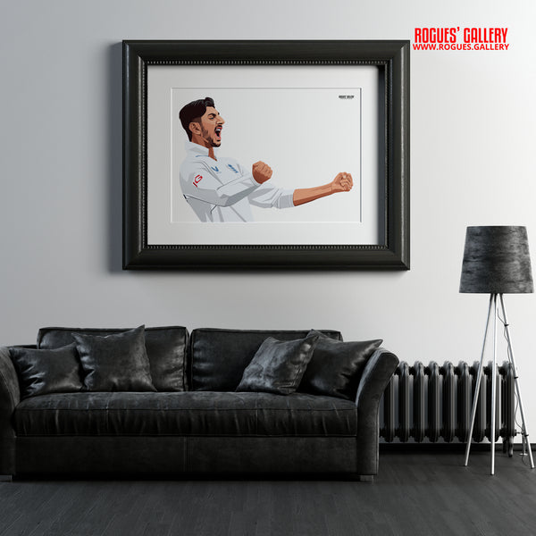 Shoaib Bashir England Cricket spinner Ashes Tour 2025 framed picture art
