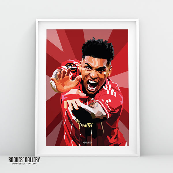 Igor Jesus Nottingham Forest striker A3 print Brazil City Ground celebration 