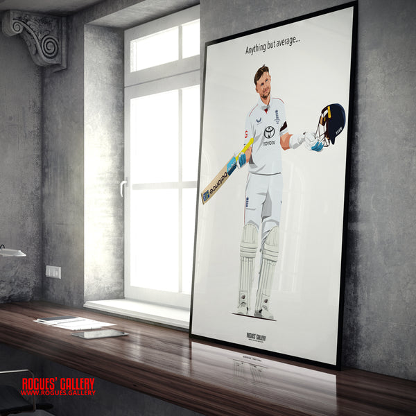 Joe Root England cricket batsman record Average signed poster with text