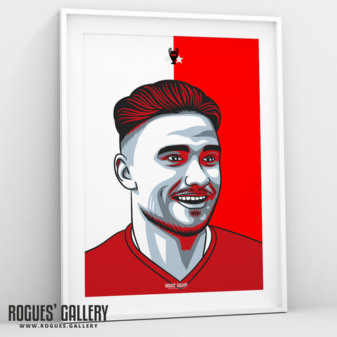 Matty Cash - Red & White - A3 Print