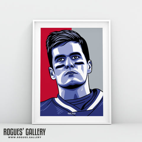 Tom Brady - Retro New England Patriots Version - A3 Icon Print