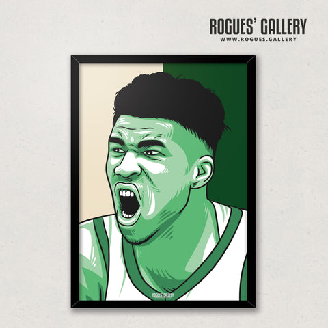 Giannis Antetokounmpo - Milwaukee Bucks - A3 Icon Print