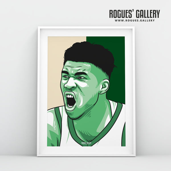 Giannis Antetokounmpo - Milwaukee Bucks - A3 Icon Print
