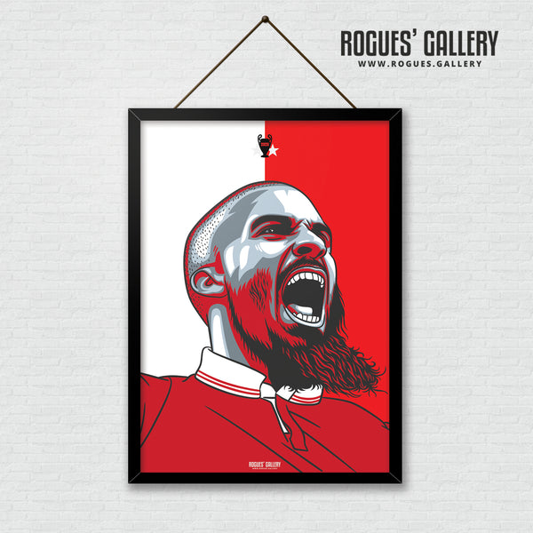 Lewis Grabban - Red & White - A3 Print