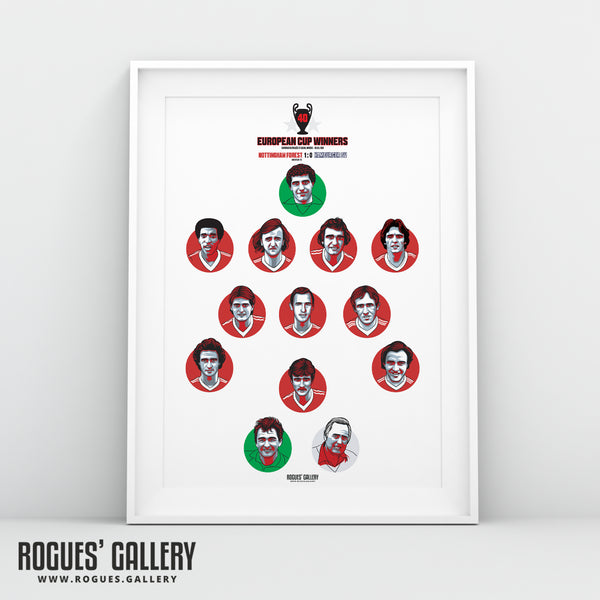 Nottingham Forest European Cup Winning Team 1980 - #GetBehindTheLads 40th Anniversary Print - A3 Print