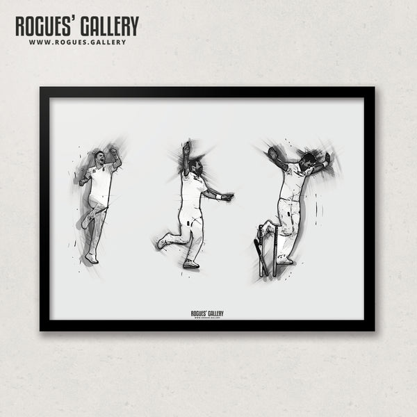 The Burnley Express' 500th Wicket - Signed A3 Print