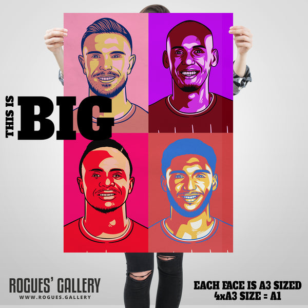 Liverpool Premier League Champions Pop Art Portraits - 4 A1 Size Print Sets