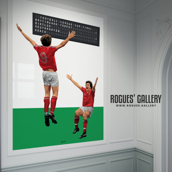 Scoring at Wembley Stadium - Garry Birtles with Robbo - Nottingham Forest - A0, A1 or A3 Print