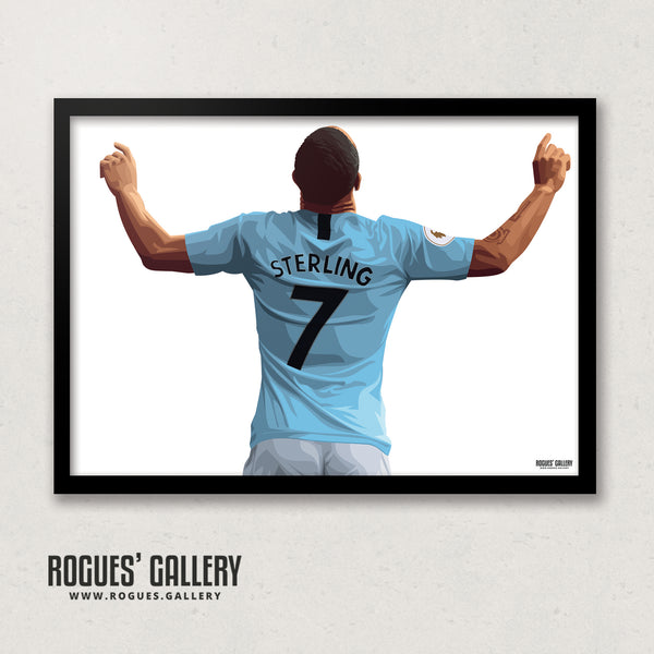Raheem Sterling: Welcome To Manchester - Back Version - A0, A1 or A3 Print - with or without text