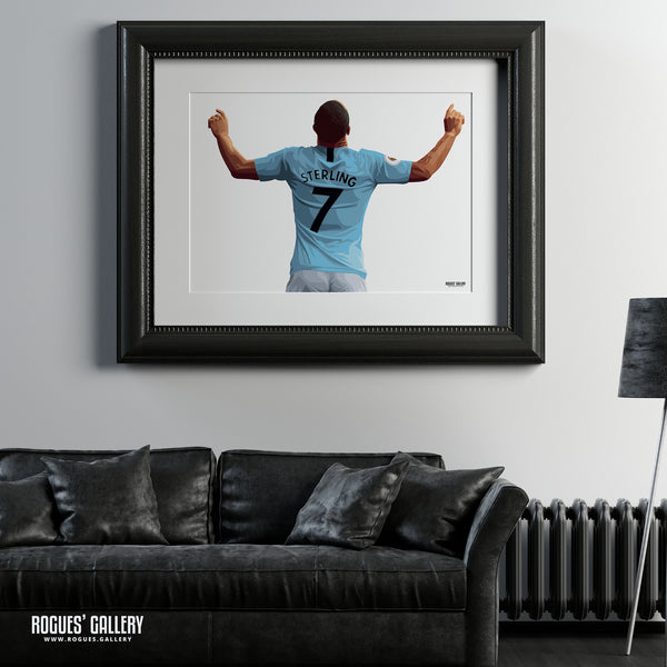 Raheem Sterling: Welcome To Manchester - Back Version - A0, A1 or A3 Print - with or without text