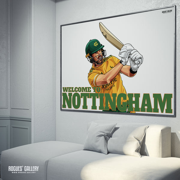 Dan Christian: Welcome To Nottingham - Notts Outlaws Vitality Blast Champions - A0, A1 or A3 Print