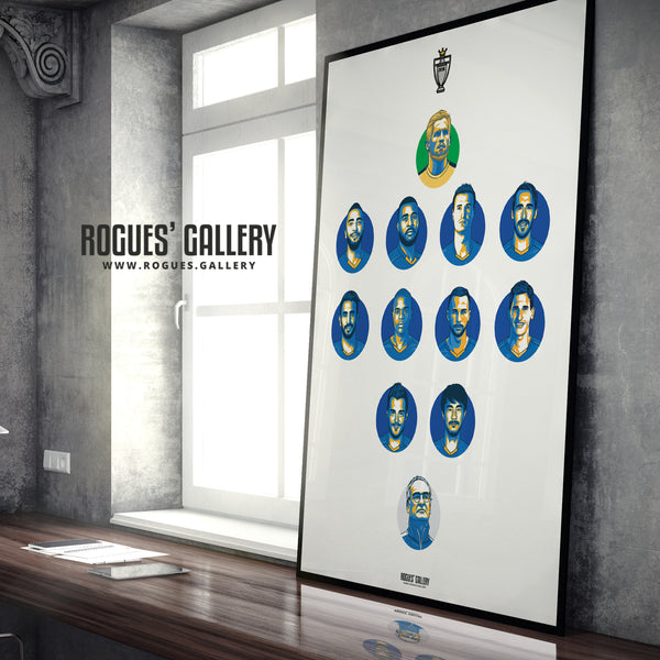 Premier League Champions Team 2016 - TWO Versions - Leicester City - A0, A1 or A3 Print