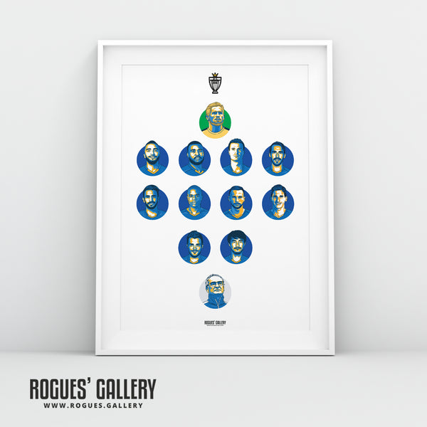 Premier League Champions Team 2016 - TWO Versions - Leicester City - A0, A1 or A3 Print
