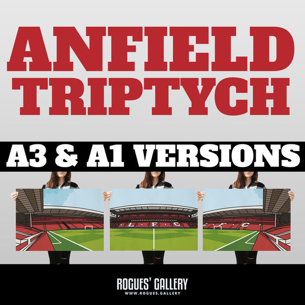 Anfield Triptych - Home of Liverpool FC - Set of three A3 or A1 Sized Prints