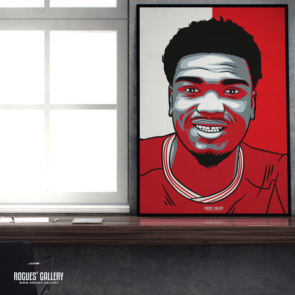 Loic Mbe Soh - Red & White - A3 Icon Print