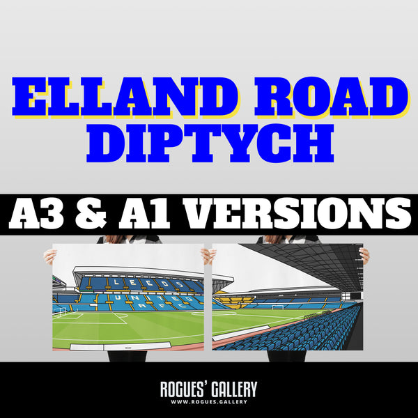 Elland Road Diptych - Home of Leeds United FC - Set of two A3 or A1 Sized Prints