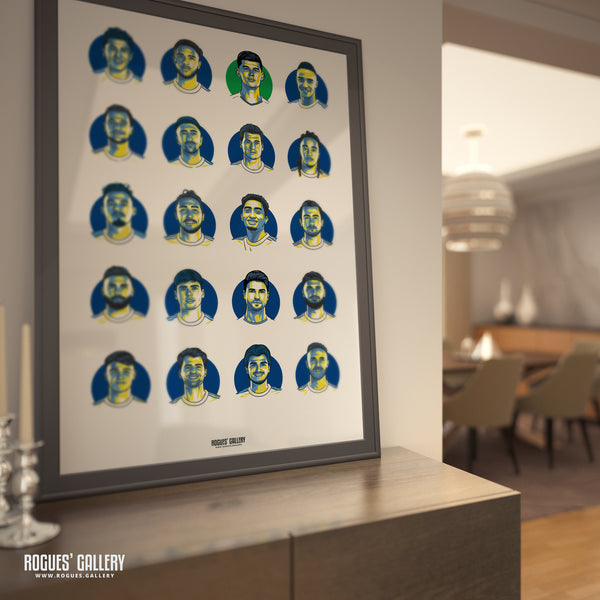 Leeds Utd FC #GetBehindTheLads 2021 Squad - A3, A2, A1 or A0 Art Print