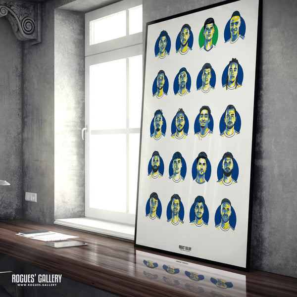 Leeds Utd FC #GetBehindTheLads 2021 Squad - A3, A2, A1 or A0 Art Print