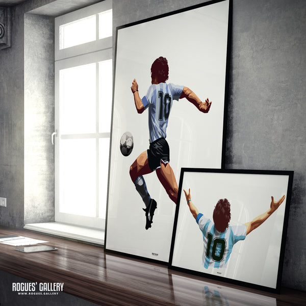 Maradona - 'Hail Maradona' & 'Poetry In Motion' - A3, A2, A1 or A0 Art Prints