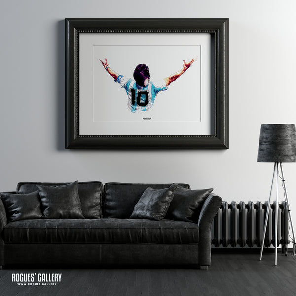 Maradona - 'Hail Maradona' & 'Poetry In Motion' Alternate Arty Versions - A3, A2, A1 or A0 Art Prints