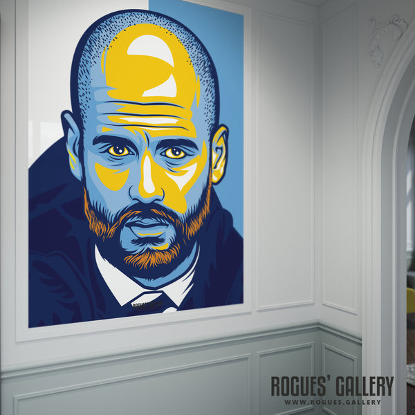 Pep Guardiola, Manchester City Boss - A0, A1 or A3 Icon Print