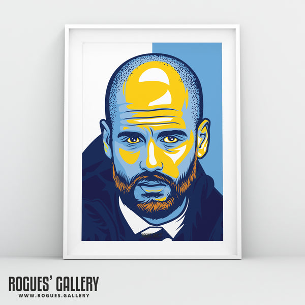 Pep Guardiola, Manchester City Boss - A0, A1 or A3 Icon Print