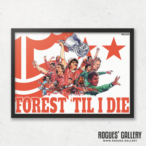 Forest 'Til I Die - Nottingham Forest Legends Montage - A0, A1, A2 or A3 Print - 4 versions available