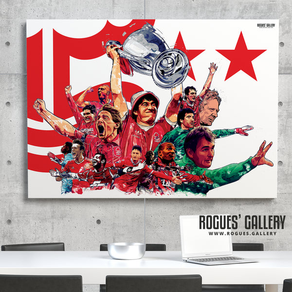 Forest 'Til I Die - Nottingham Forest Legends Montage - A0, A1, A2 or A3 Print - 4 versions available