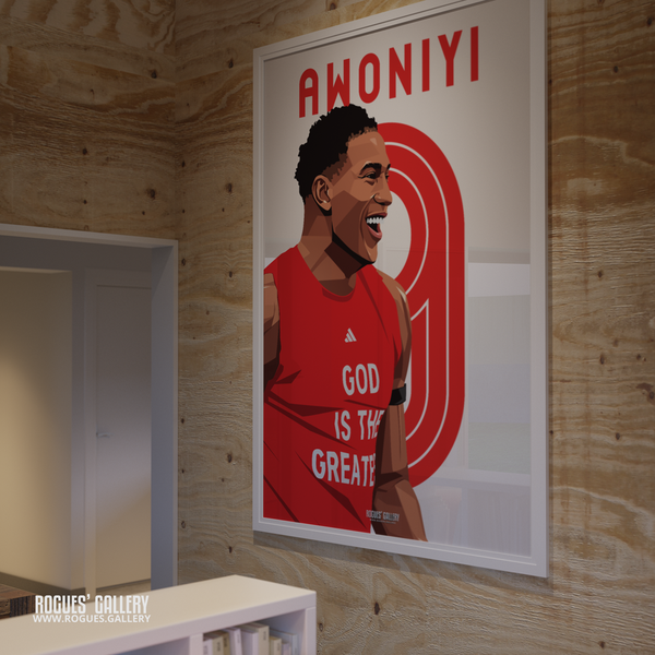 Taiwo Awoniyi Nottingham Forest striker framed picture Nigeria God 9