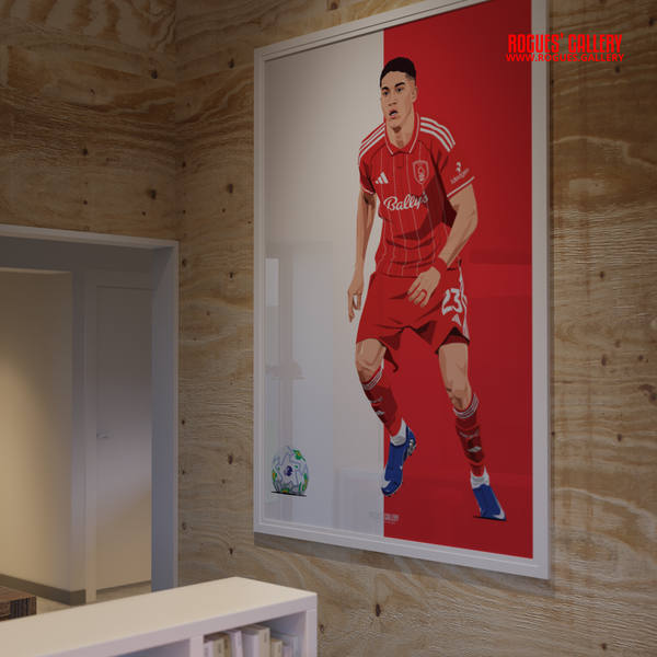 Jair Cunha Nottingham Forest defender red A0 print Brazil