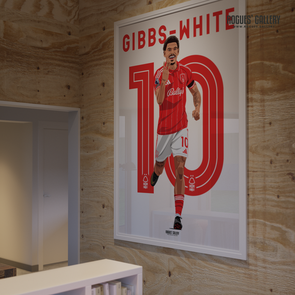 Morgan Gibbs-White Nottingham Forest hat trick celebration signed poster 10